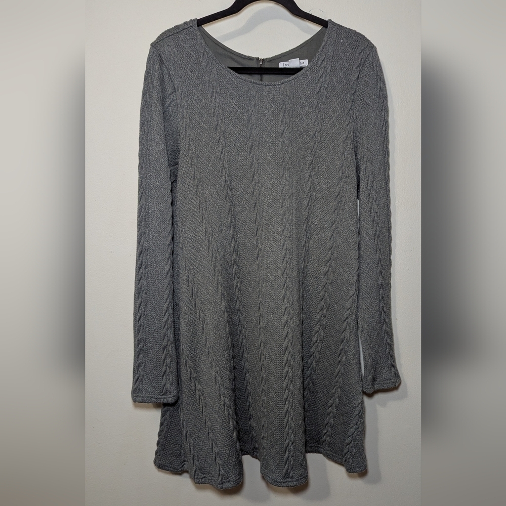 Love Riche Sweater Dress Gray Cable Knit Long Sleeve Women's Size L